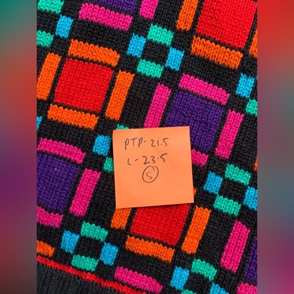 VTG ROBERTA FREYMANN Grandpa Sweater Turtleneck Funky Retro Multi Color S - Picture 7 of 8